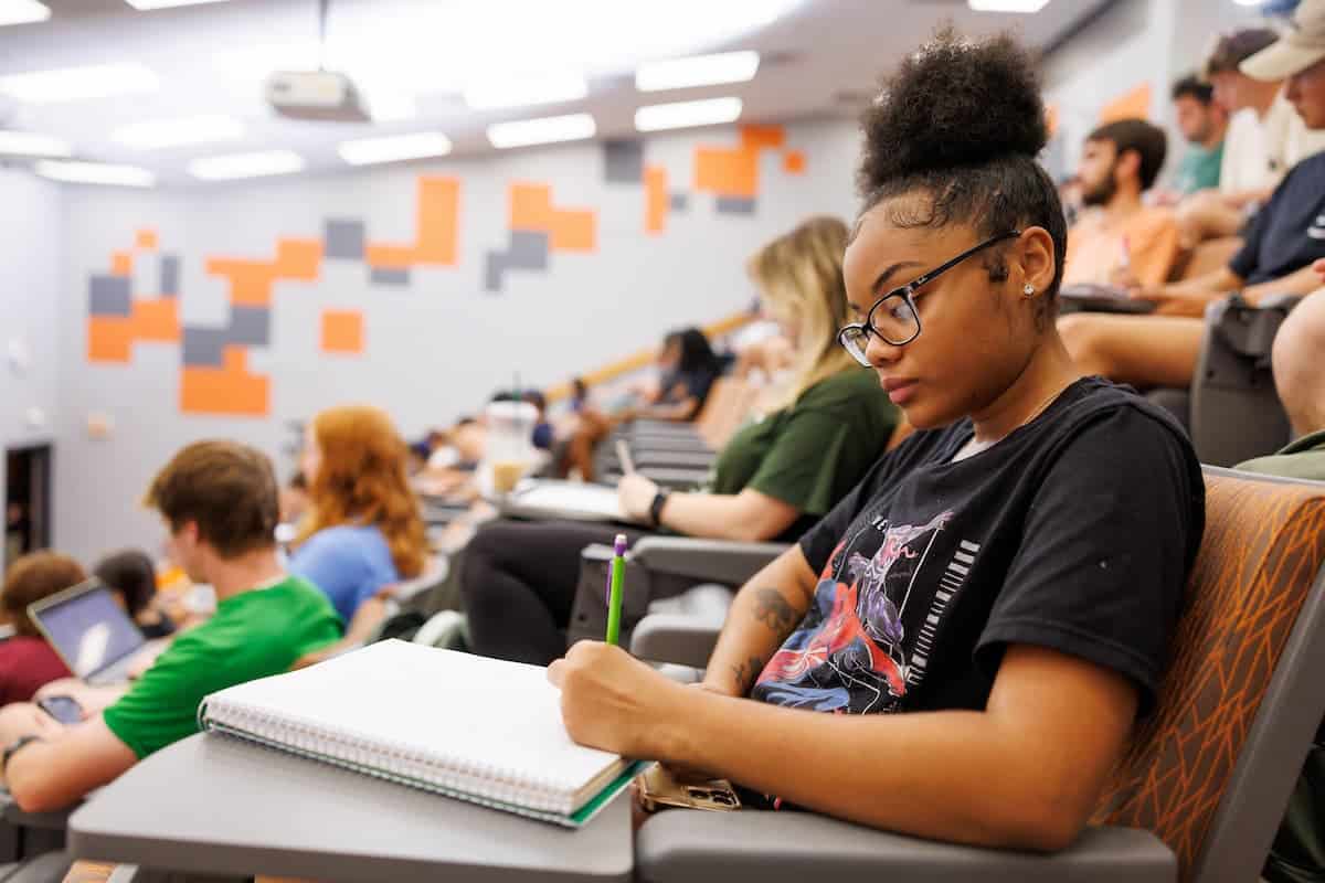 Students in a classroom during a lecture
